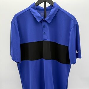 Nike Golf Blue Striped Dri-FIT Polo XL